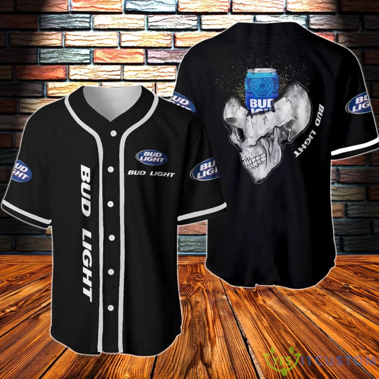 Bud Light Skull Halloween Baseball Jersey 3 Bud Light Skull Halloween Baseball Jersey Product Photo 1