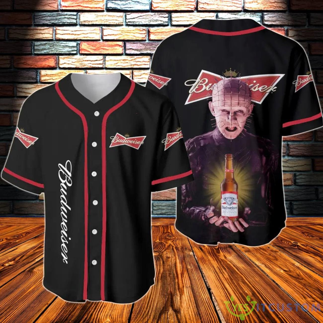 Budweiser Beer Hellraiser Horror Baseball Jersey 3 Budweiser Beer Hellraiser Horror Baseball Jersey Product Photo 1