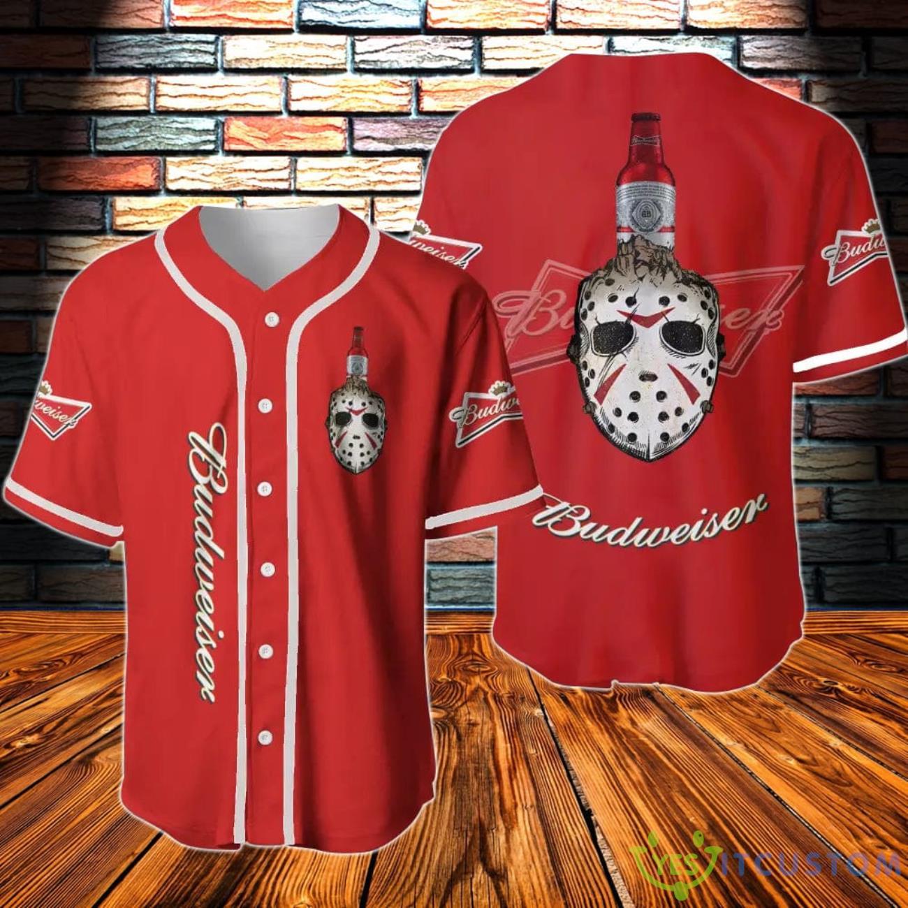 Budweiser Beer Horror Halloween Baseball Jersey 3 Budweiser Beer Horror Halloween Baseball Jersey Product Photo 1