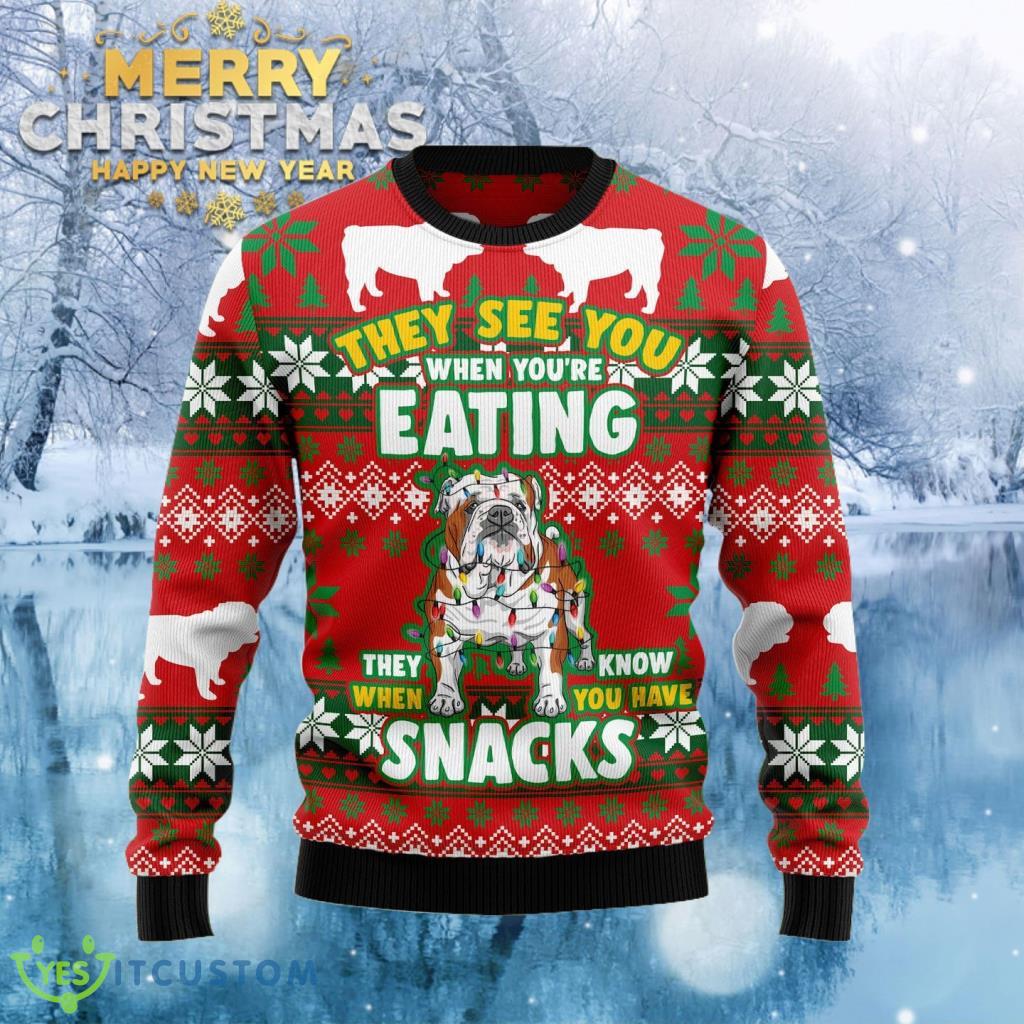 Bulldog Snacks Christmas Ugly Sweater 3 Bulldog Snacks Christmas Ugly Sweater Product Photo 1