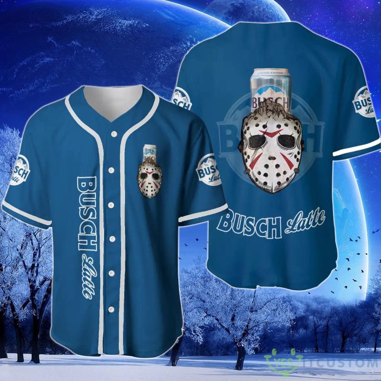Busch Latte Horror Halloween Baseball Jersey 3 Busch Latte Horror Halloween Baseball Jersey Product Photo 1