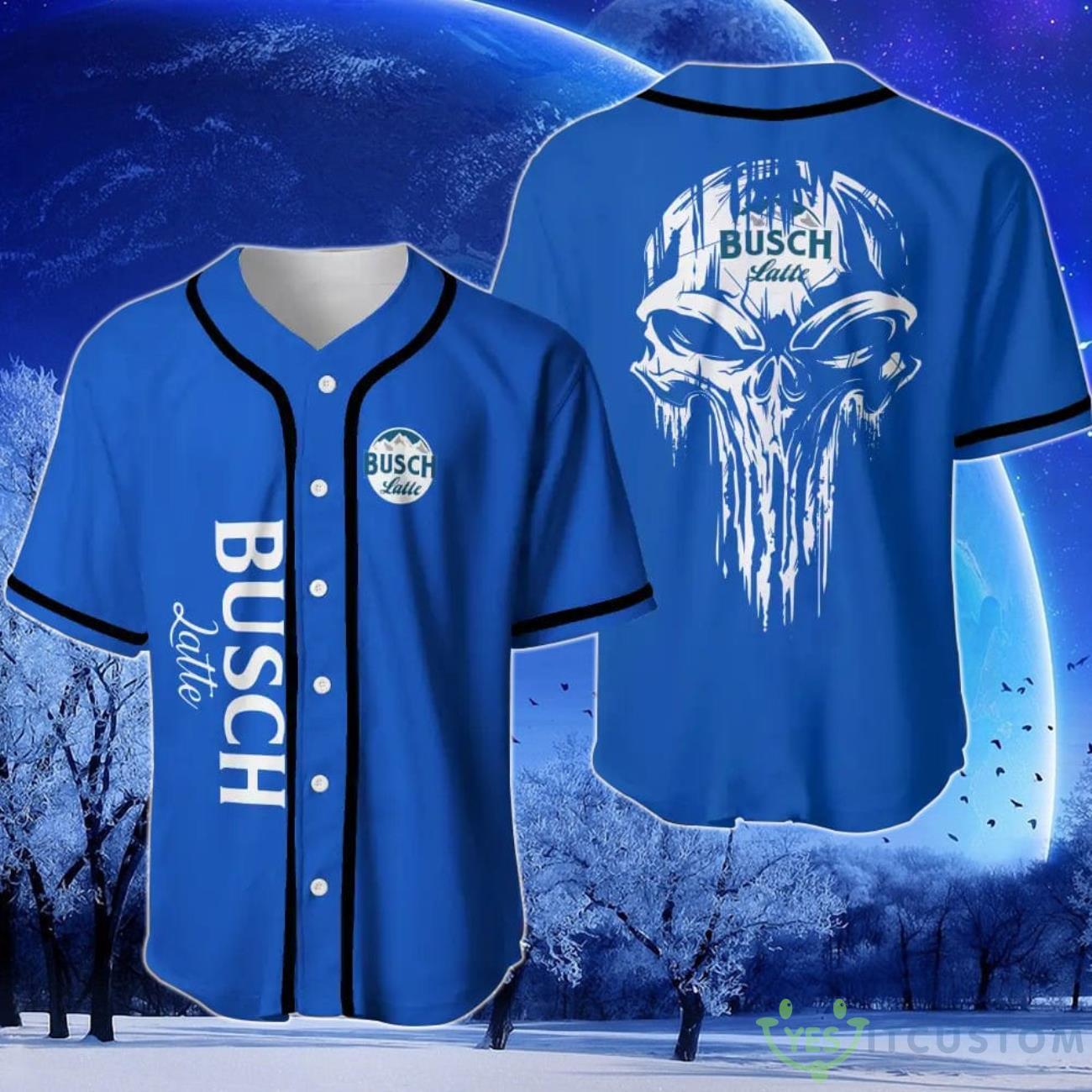 Busch Latte Skull Baseball Jersey 3 Busch Latte Skull Baseball Jersey Product Photo 1