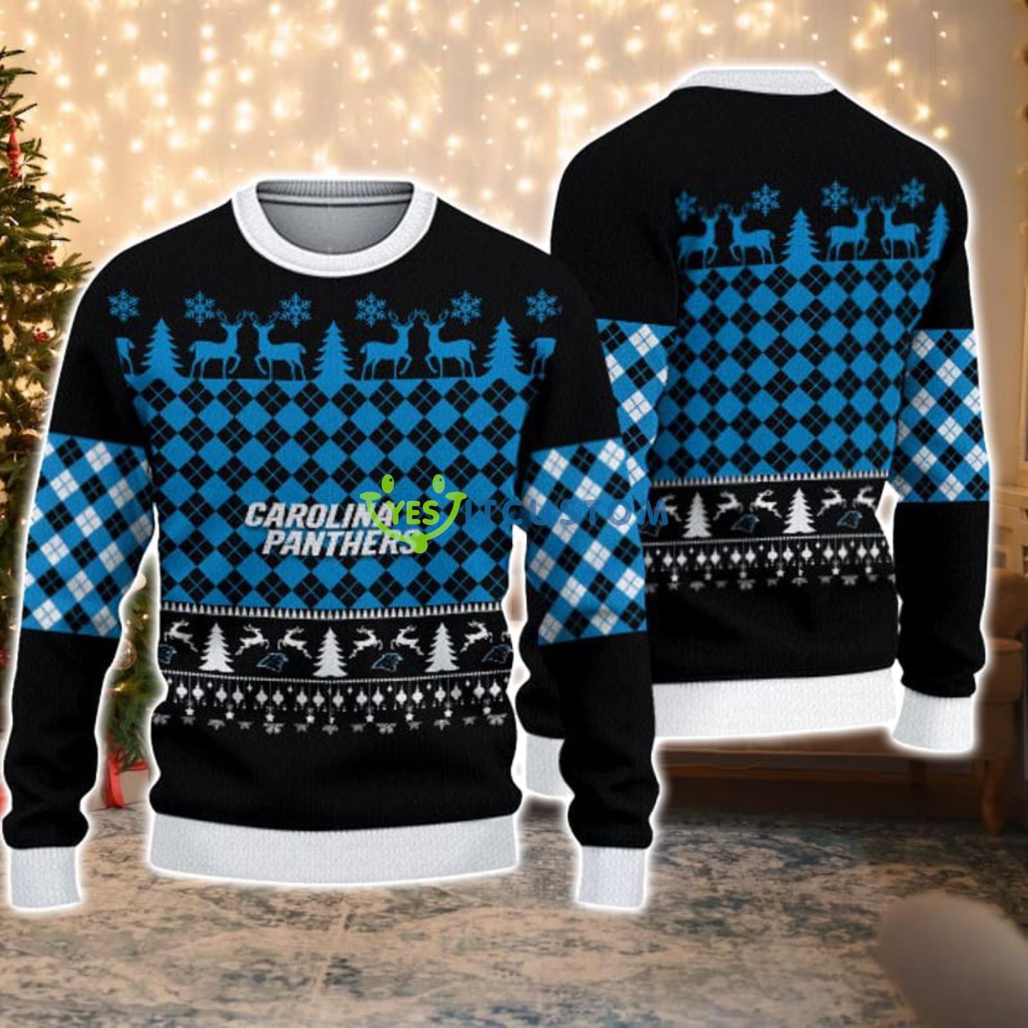 Carolina Panthers Check Christmas Gift Ugly Christmas Sweater 3 Carolina Panthers Check Christmas Gift Ugly Christmas Sweater Product Photo 1