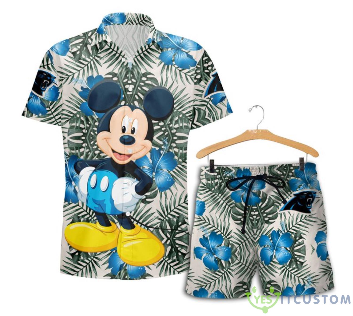 Carolina Panthers Mickey Hawaiian Shirt and Shorts Funny Summer Gift 2 Carolina Panthers Mickey Hawaiian Shirt and Shorts Funny Summer Gift Product Photo 1