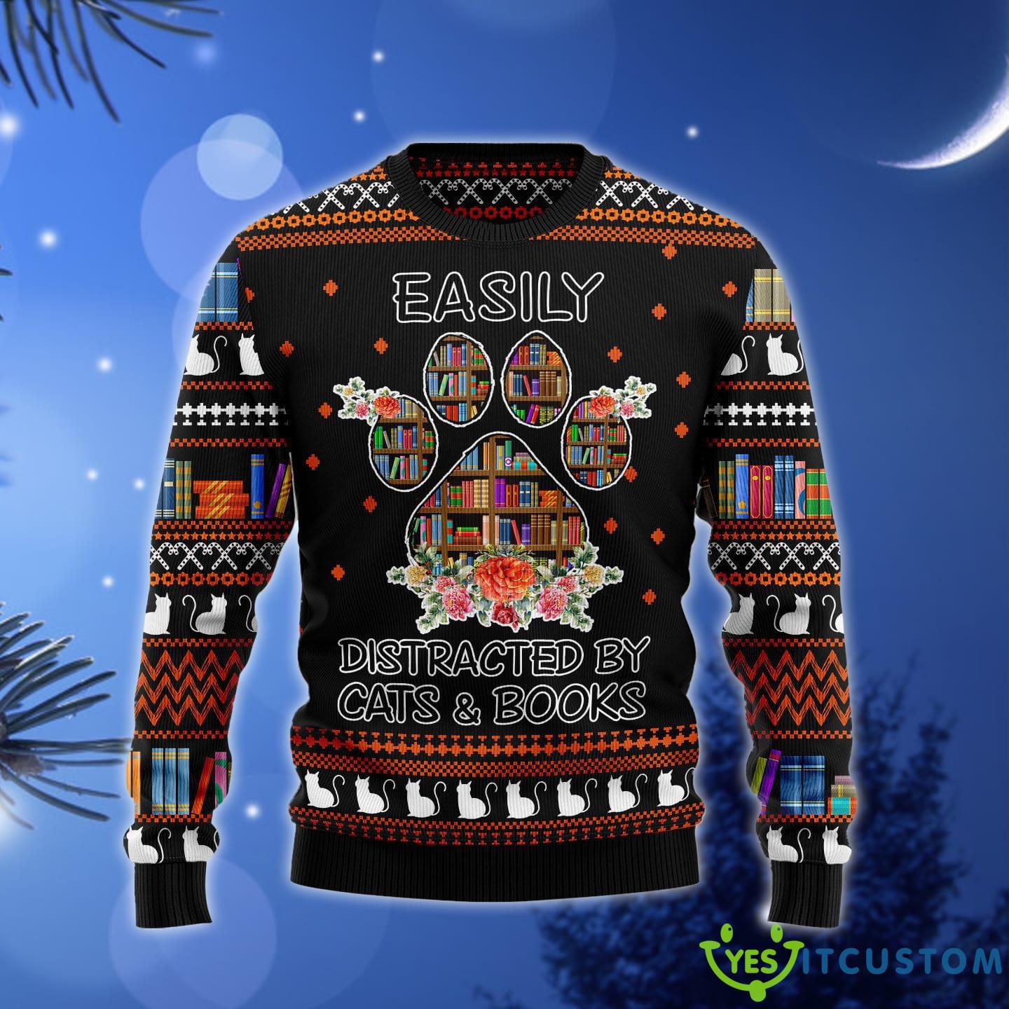 Cat And Books Ugly Christmas Sweater Gift Men Women 5 Cat And Books Ugly Christmas Sweater Gift Men Women - Cat And Books Ugly Christmas Sweater Gift Men Women_1