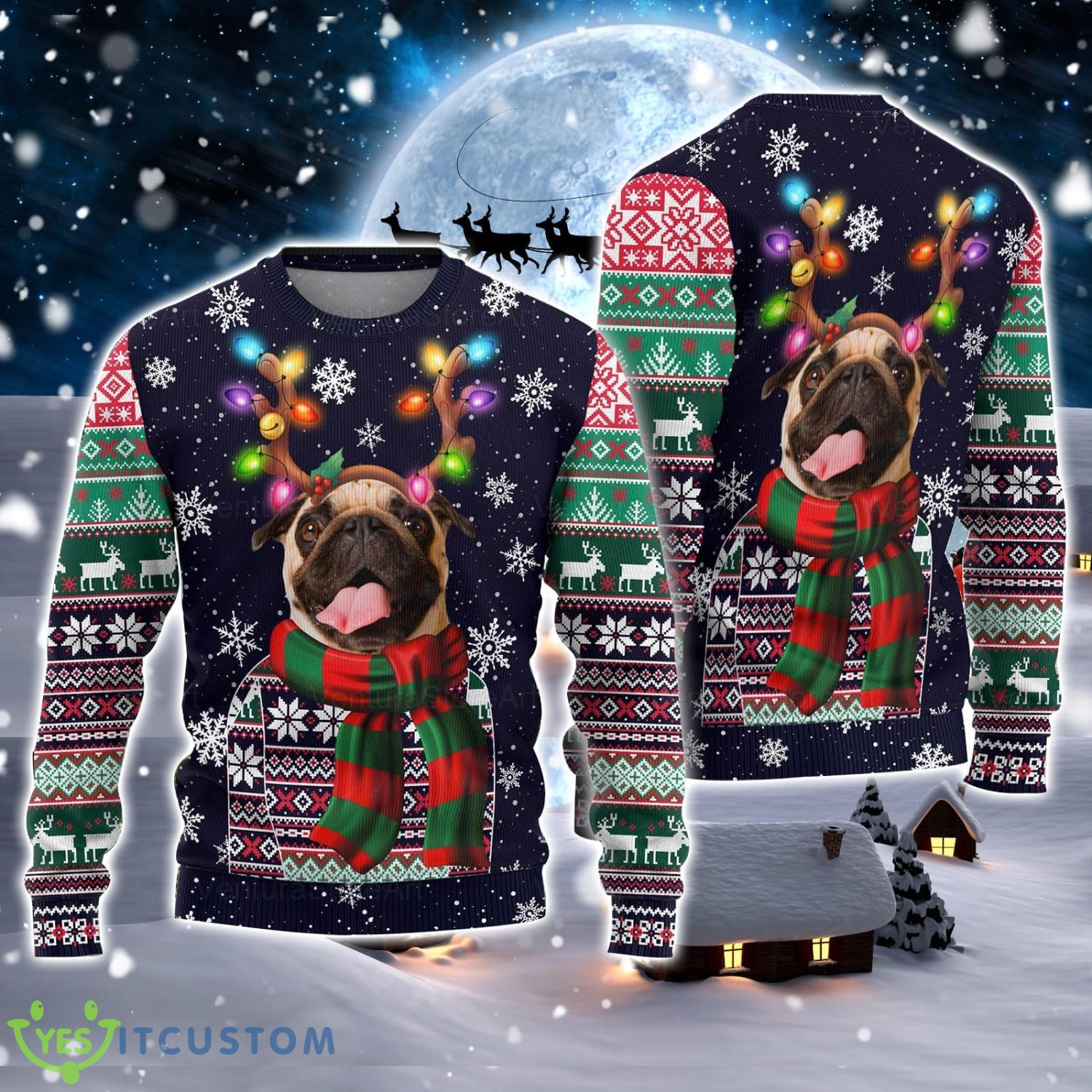 Christmas Gift Pug Lover Ugly Christmas Sweater Product Photo 1