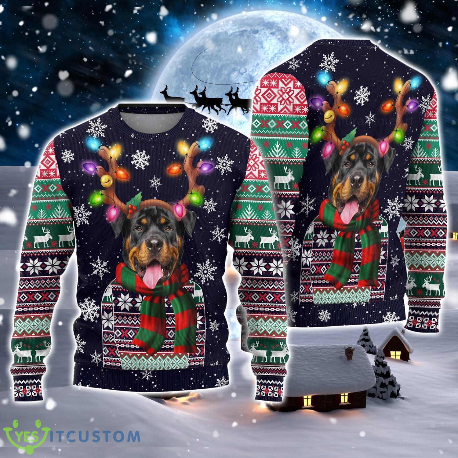 Christmas Gift Rottweiler Lover Ugly Christmas Sweater Product Photo 1