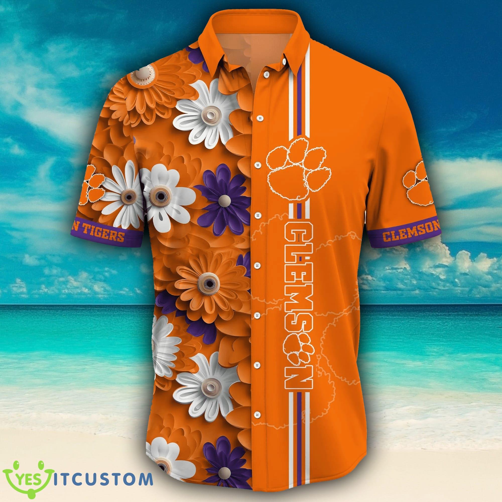 Clemson Tigers NCAA Flower Logo Colorful Hawaiian Shirt 7 Clemson Tigers NCAA Flower Logo Colorful Hawaiian Shirt - Clemson Tigers NCAA Flower Logo Coloful Hawaiian Shirt Photo 4