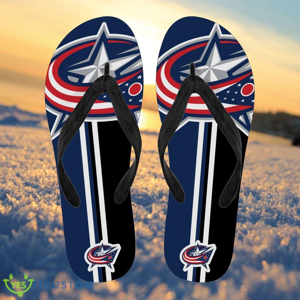 Columbus Blue Jackets Fan Gift Two Main Colors Flip Flops Product Photo 1