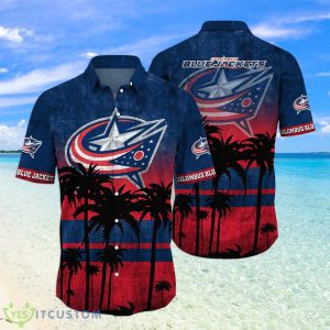 Columbus Blue Jackets NHL Logo Coconut Tropical Hawaiian Shirt Beach Gift For Fans Product Photo 1