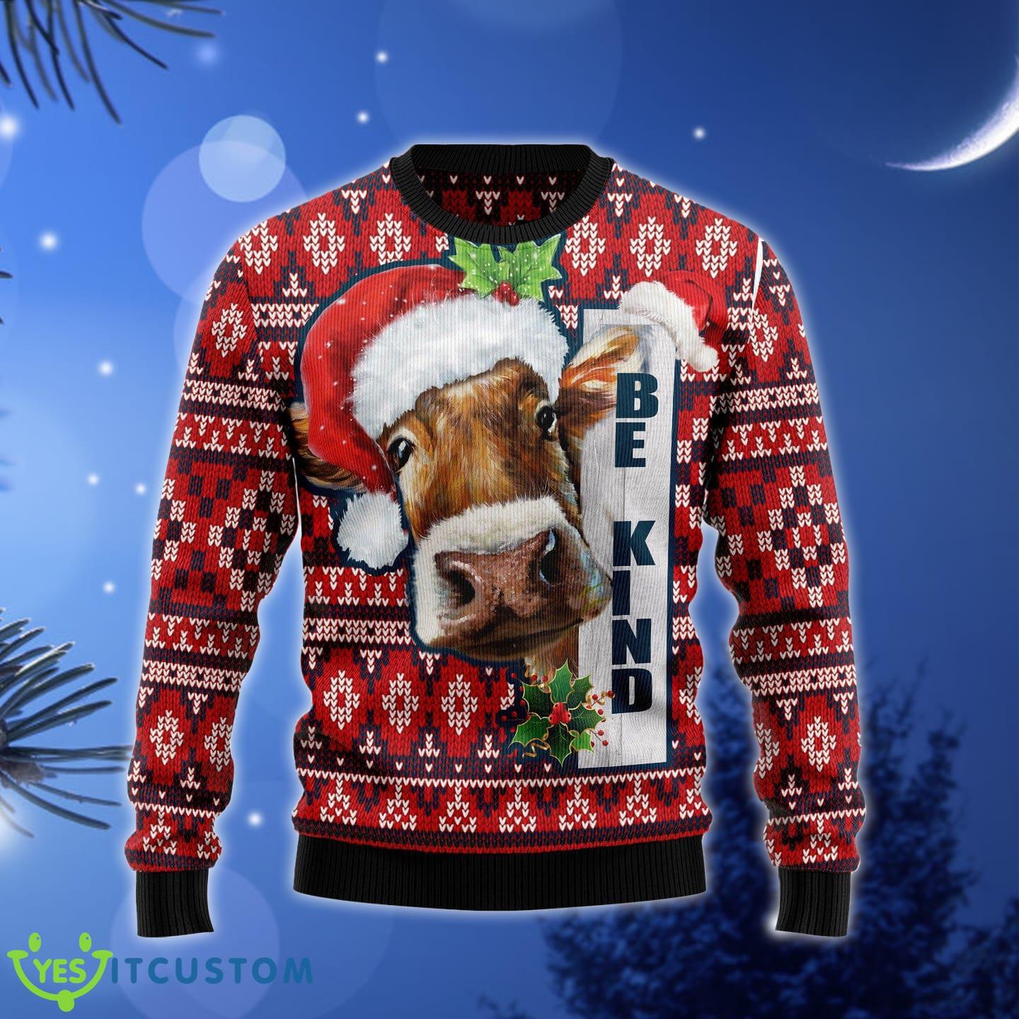 Cow Be Kind Ugly Christmas Sweater Gift Men Women - Cow Be Kind Ugly Christmas Sweater Gift Men Women_1