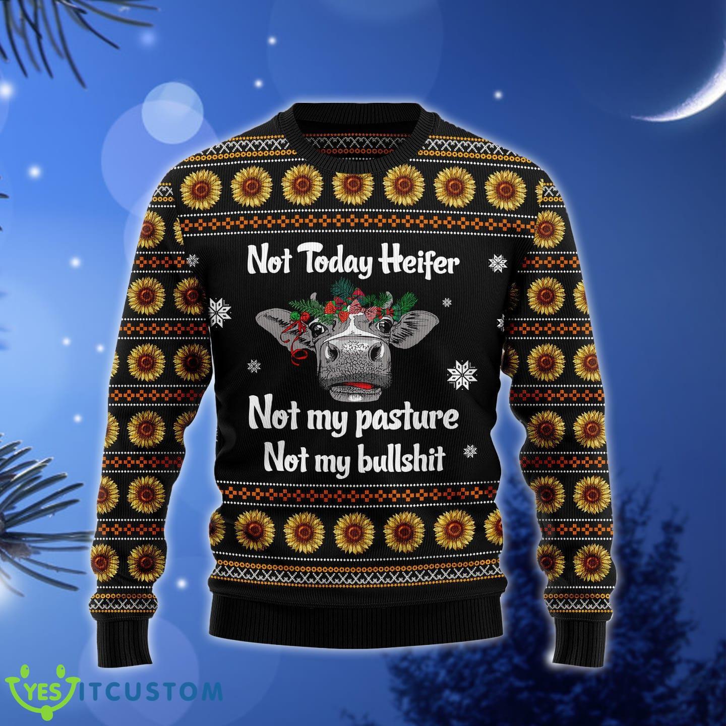 Cow Not Today Sunflower Ugly Christmas Sweater Gift Men Women - Cow Not Today Sunflower Ugly Christmas Sweater Gift Men Women_1