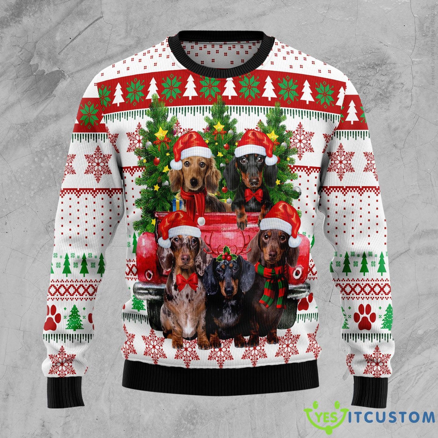 Dachshund Red Truck Ugly Christmas Sweater Gift Men Women 5 Dachshund Red Truck Ugly Christmas Sweater Gift Men Women - Dachshund Red Truck Ugly Christmas Sweater Gift Men Women_1