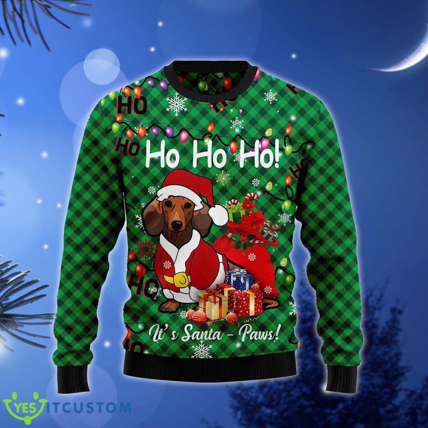 Dachshund Santa Paw Ugly Christmas Sweater Gift Men Women - Dachshund Santa Paw Ugly Christmas Sweater Gift Men Women_1