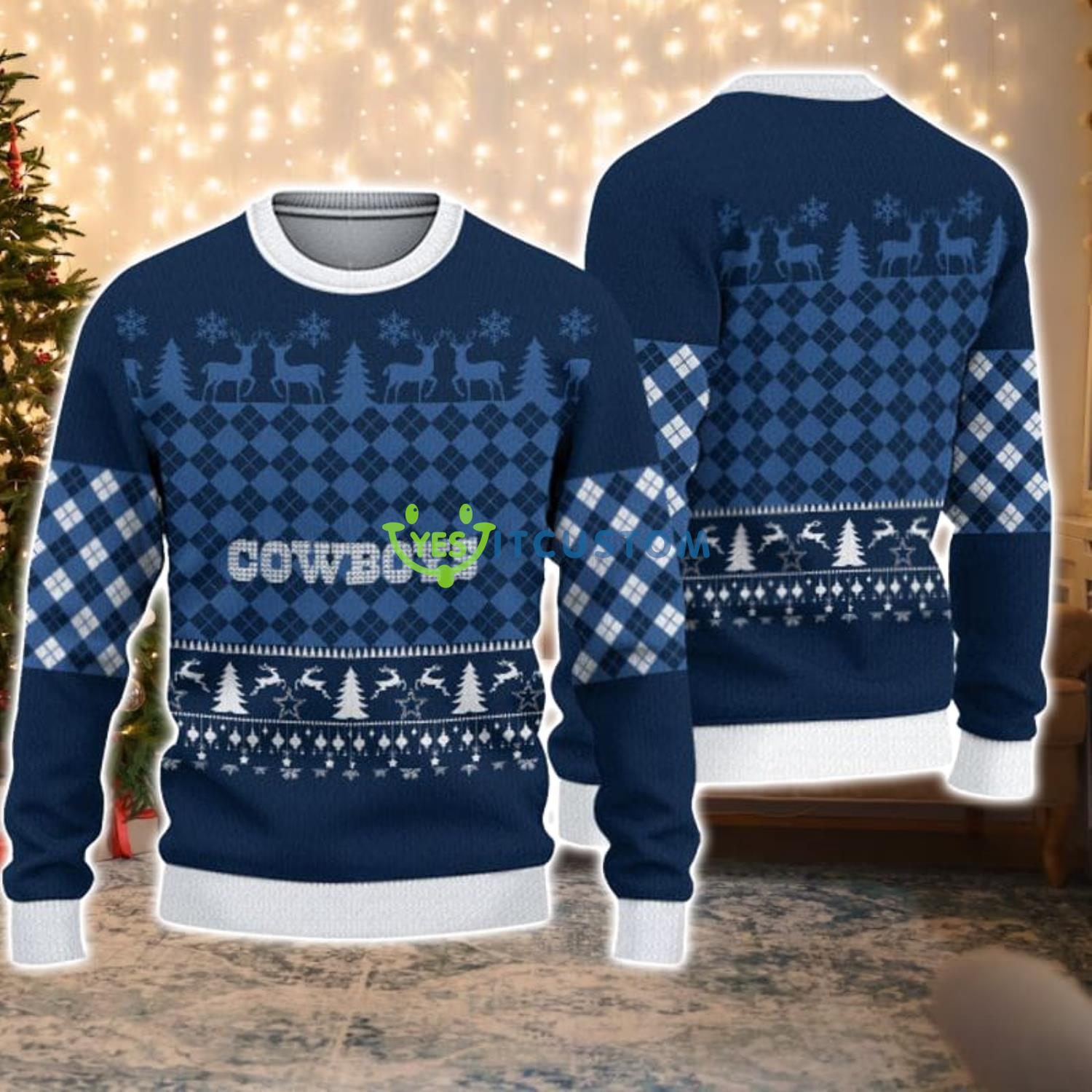 Dallas Cowboys Check Christmas Gift Ugly Christmas Sweater 3 Dallas Cowboys Check Christmas Gift Ugly Christmas Sweater Product Photo 1