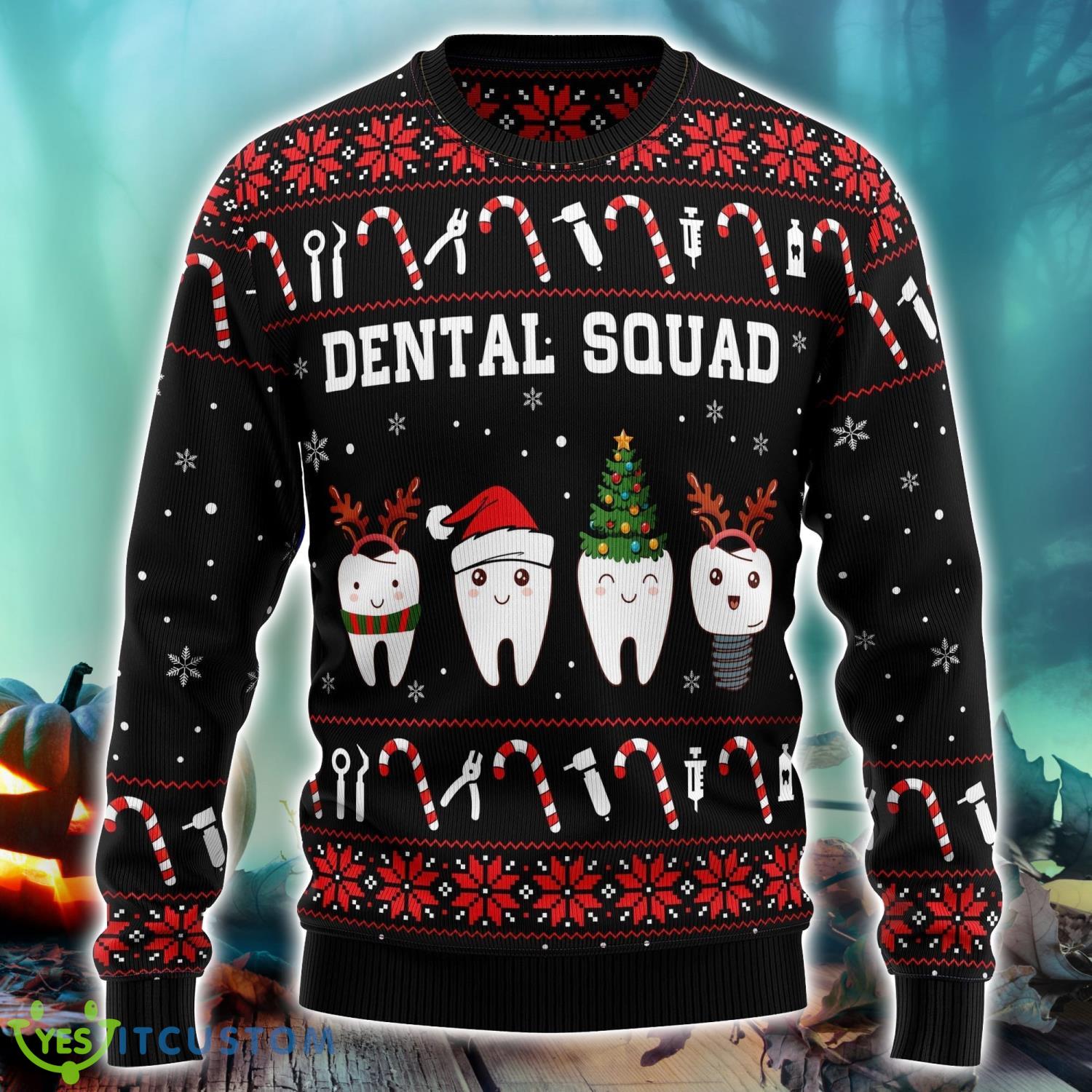 Dental Squad Candy Cane Pattern Ugly Christmas Sweater Christmas Gift 3 Dental Squad Candy Cane Pattern Ugly Christmas Sweater Christmas Gift Product Photo 1