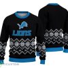 Detroit Lions Vintage Snowflake Christmas Pattern Ugly Christmas Sweater Christmas Gift For Family Product Photo 1