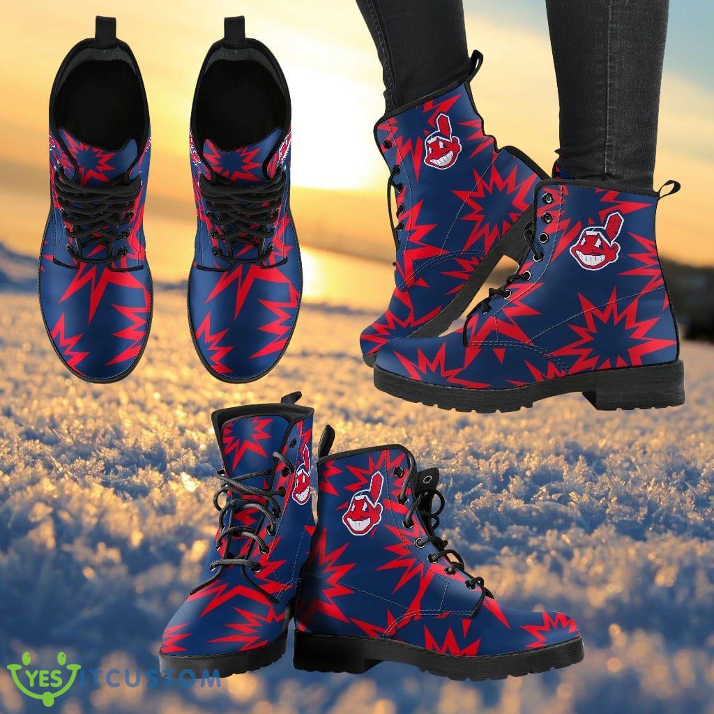 Dizzy Motion Amazing Designs Logo Cleveland Indians Leather Boots Gift For Fans Product Photo 1