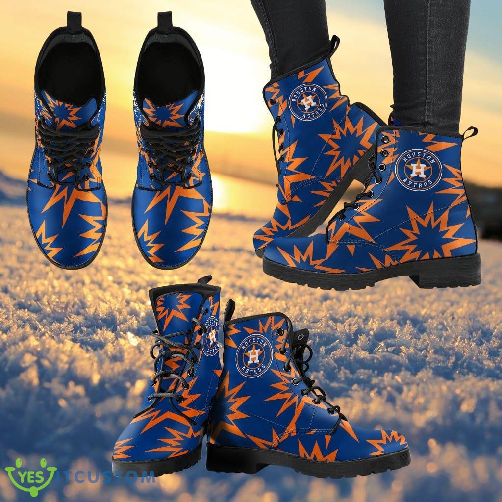 Dizzy Motion Amazing Designs Logo Houston Astros Leather Boots Gift For Fans Product Photo 1