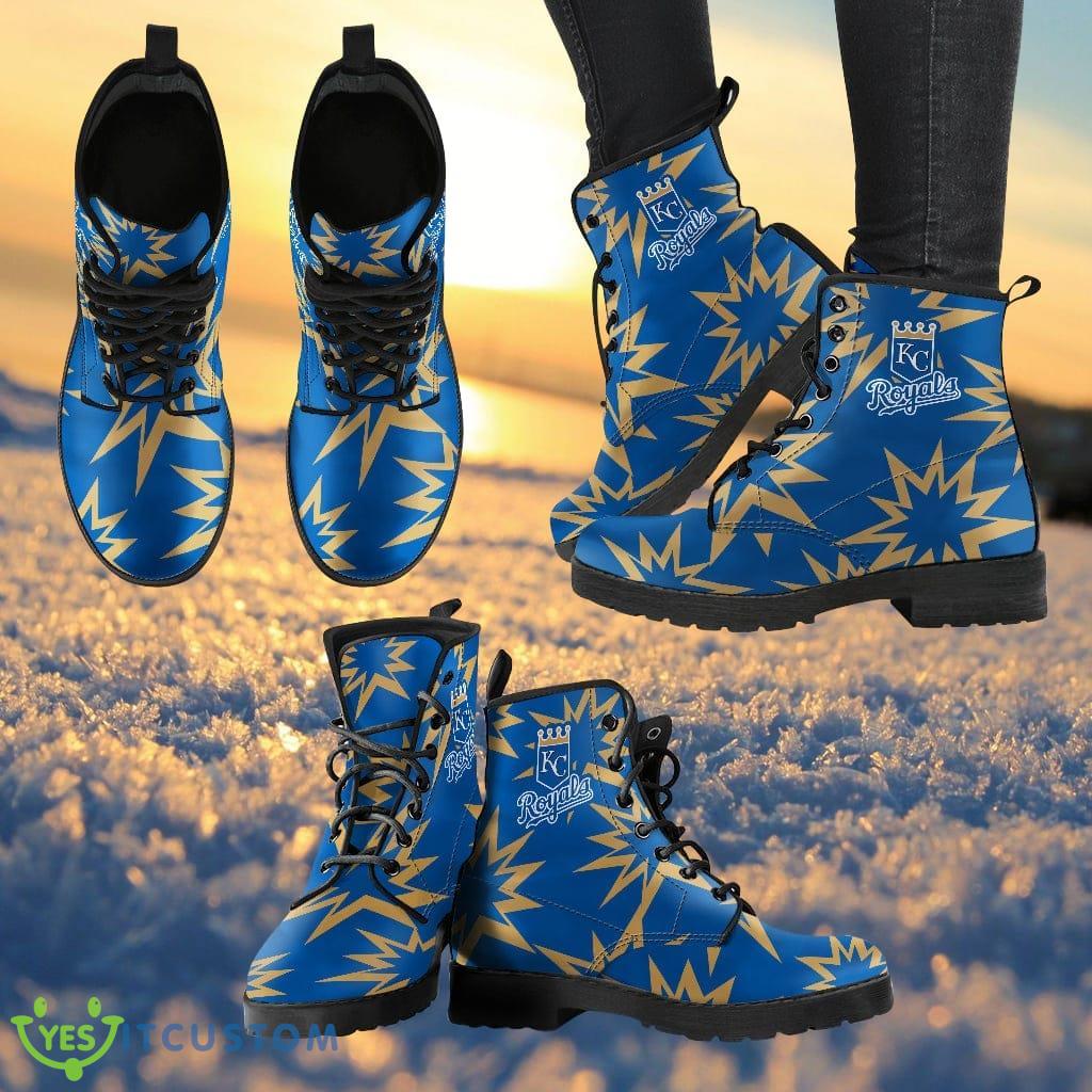 Dizzy Motion Amazing Designs Logo Kansas City Royals Leather Boots Gift For Fans Product Photo 1