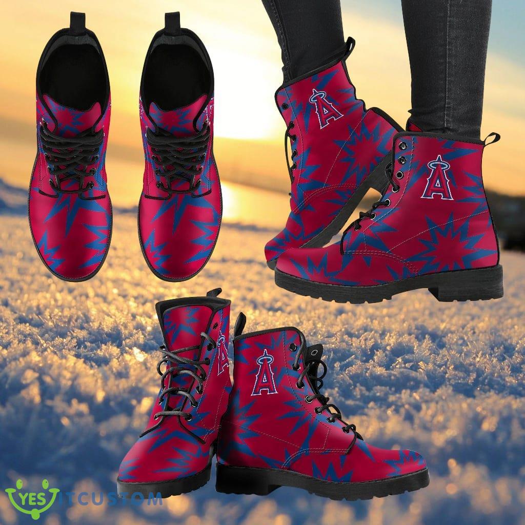 Dizzy Motion Amazing Designs Logo Los Angeles Angels Leather Boots Gift For Fans Product Photo 1