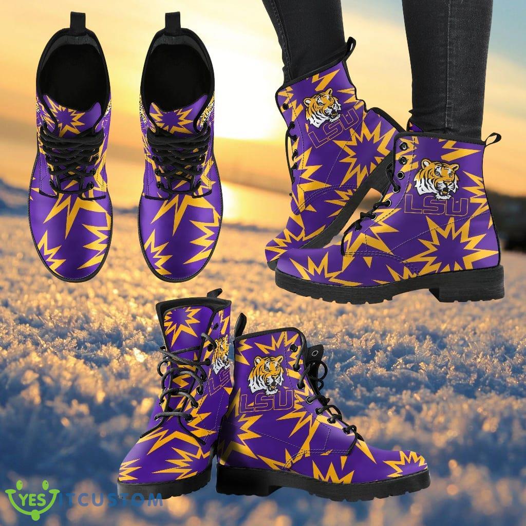 Dizzy Motion Amazing Designs Logo LSU Tigers Leather Boots Gift For Fans Product Photo 1