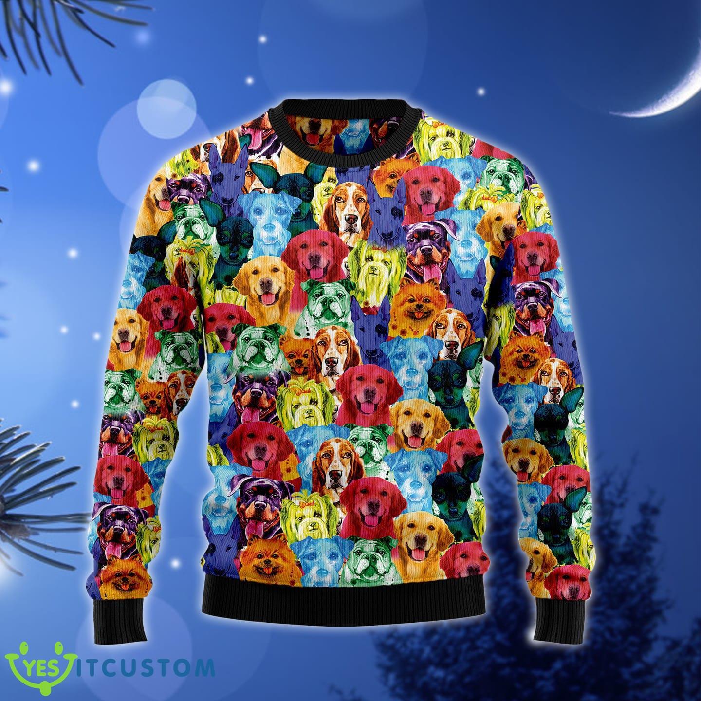 Dog Colorful Ugly Christmas Sweater Gift Men Women - Dog Colorful Ugly Christmas Sweater Gift Men Women_1