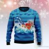 Dolphin Riding The Waves With Santa Ugly Sweater For Christmas Product Photo 1