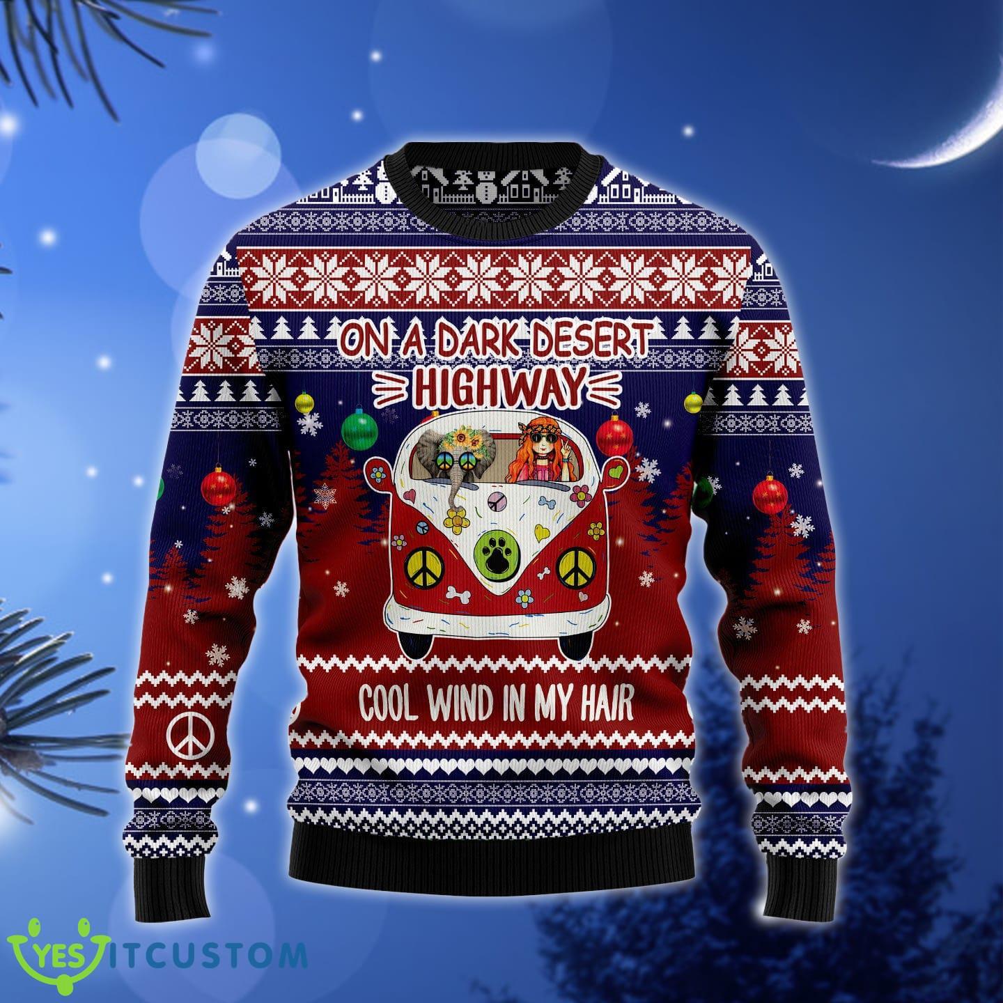 Elephant Hippie Girl Ugly Christmas Sweater Gift Men Women - Elephant Hippie Girl Ugly Christmas Sweater Gift Men Women_1