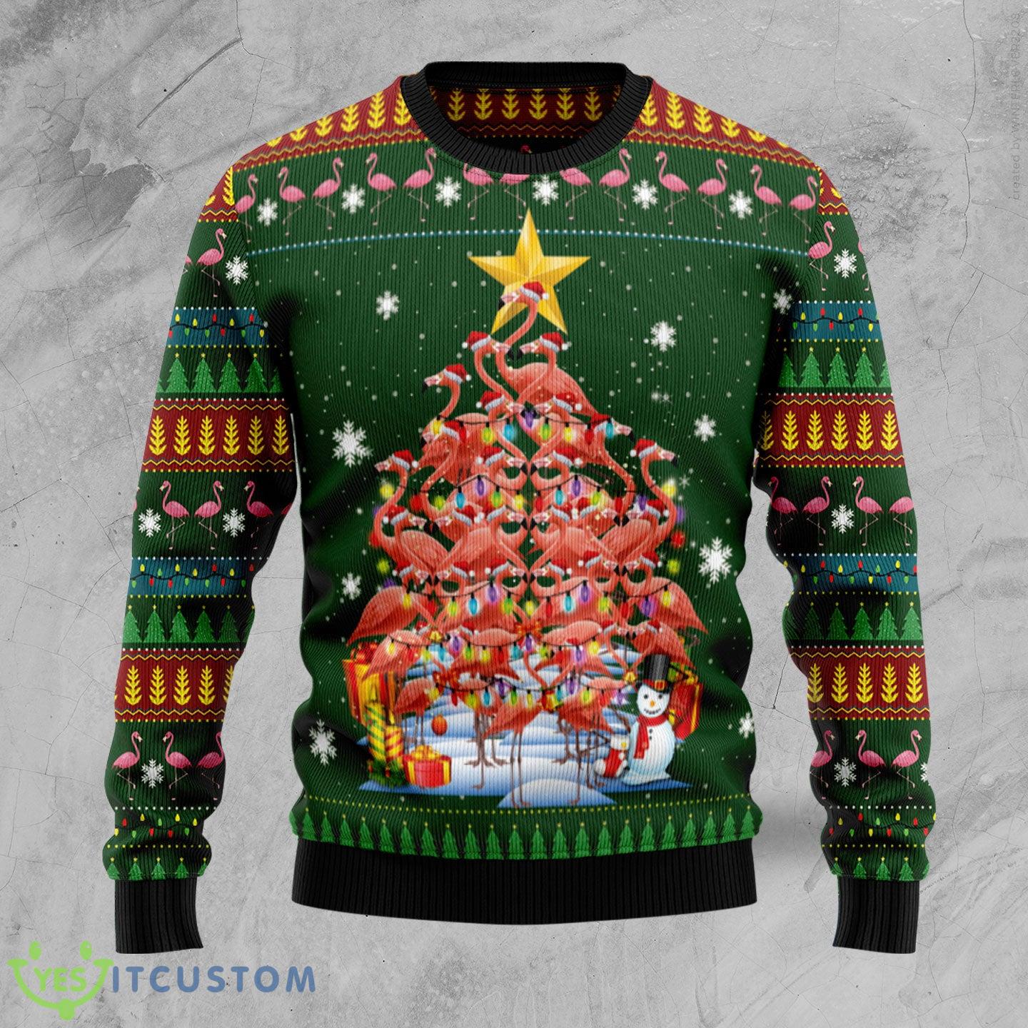 Flamingo Tree Ugly Christmas Sweater Gift Men Women - Flamingo Christmas Tree HZ102105 Ugly Christmas Sweater unisex womens & mens, couples matching, friends, funny family sweater gifts (plus size available)_1
