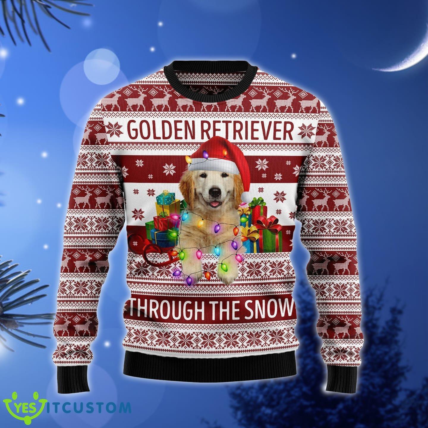 Golden Retriever Through The Snow Ugly Christmas Sweater Gift Men Women - Golden Retriever Through The Snow Ugly Christmas Sweater Gift Men Women_1