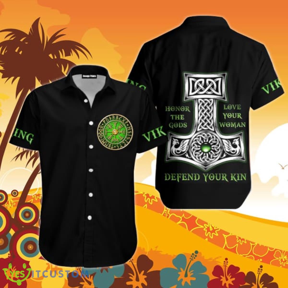 Green Vikings Art Hawaiian Shirt For Men And Women Product Photo 1