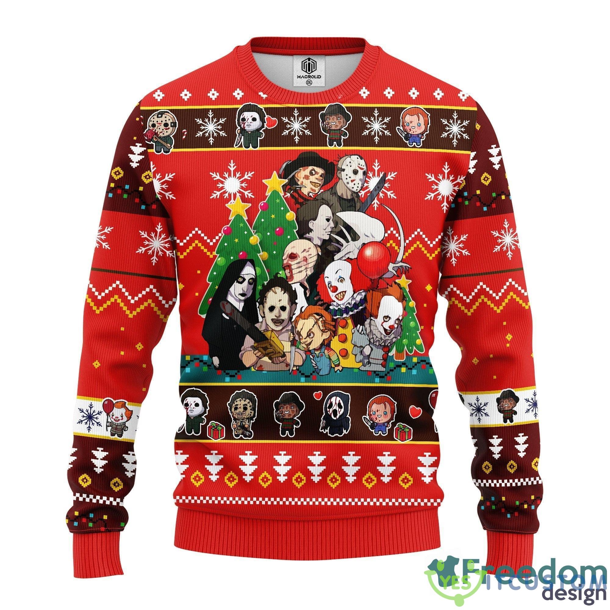 Horror Friends Thanksgiving Women Mens Ugly Christmas 3D Knitted Sweater - Horror Friends Ugly Christmas Sweater Amazing Gift Idea Thanksgiving Gift_1