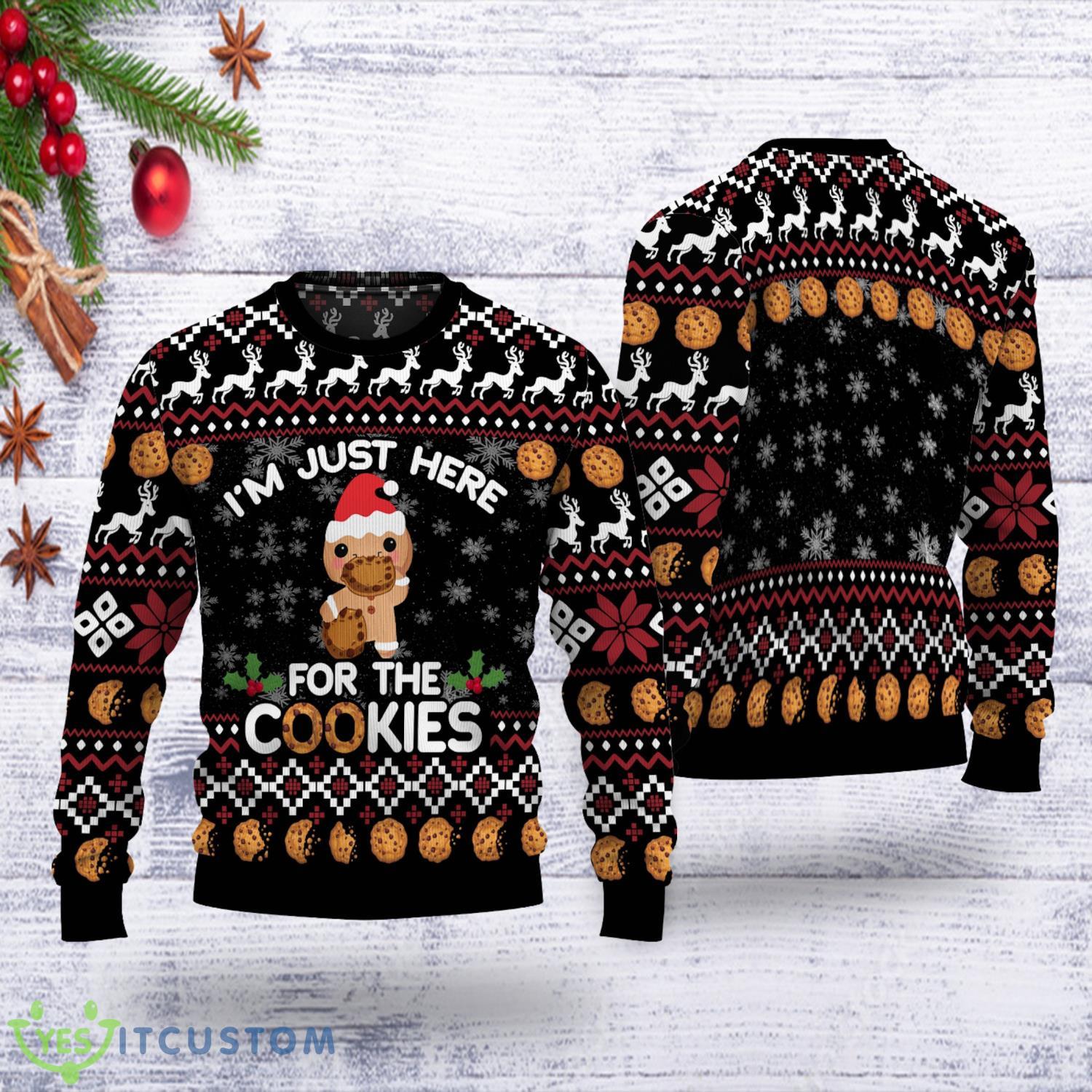 I'm Just Here For The Cookies Ugly Christmas Sweater Product Photo 1