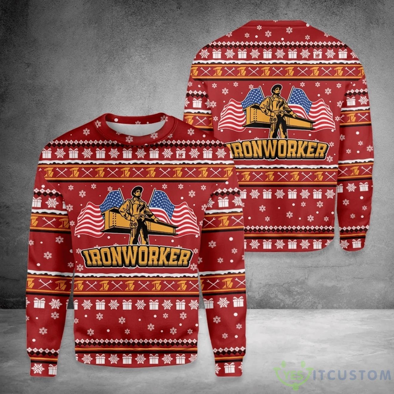 Ironworker Ugly Sweater For Christmas 3 Ironworker Ugly Sweater For Christmas Product Photo 1