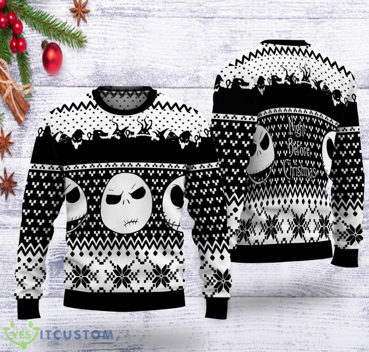 Jack Skellington Nightmare Before Christmas Ugly Sweater 1 Jack Skellington Nightmare Before Christmas Ugly Sweater Product Photo 1