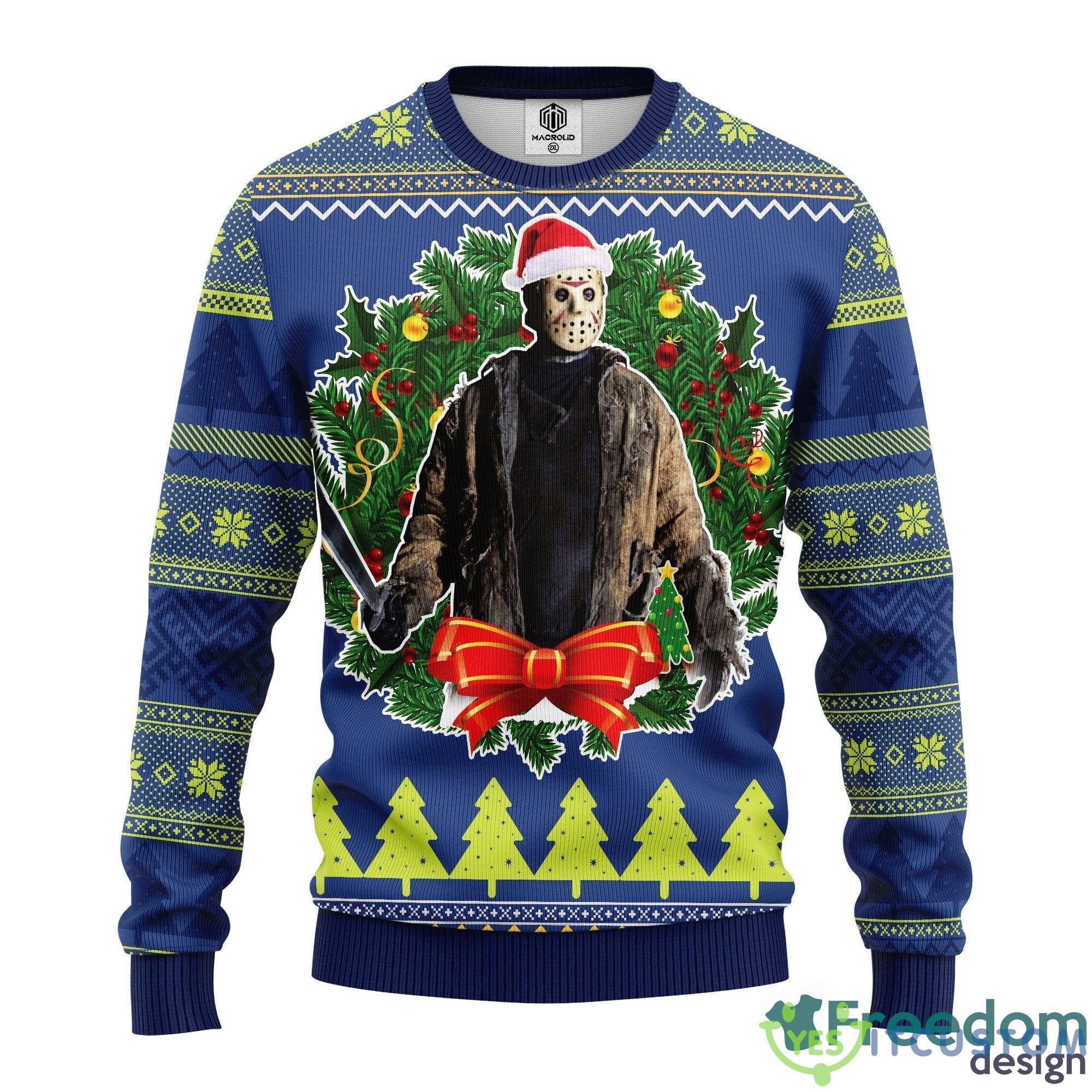 Jason Woorhees Thanksgiving Women Mens Ugly Christmas 3D Knitted Sweater - Jason Woorhees Ugly Christmas Sweater Amazing Gift Idea Thanksgiving Gift_1