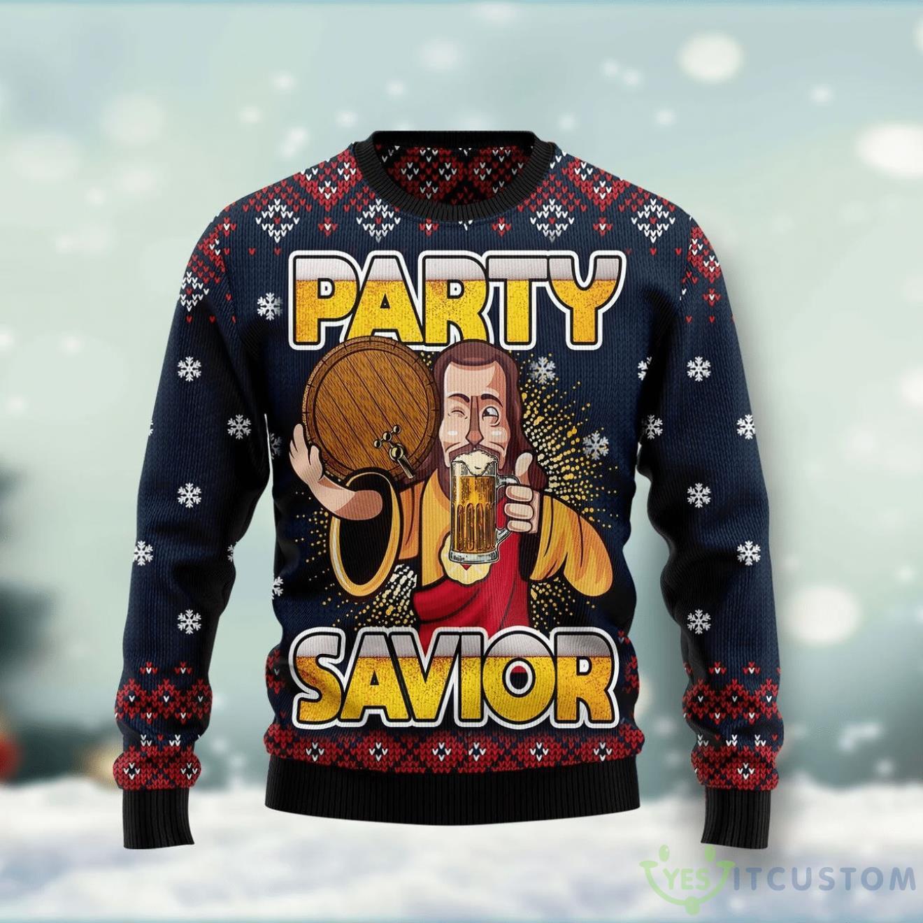 Jesus Party Savior Ugly Sweater For Christmas 3 Jesus Party Savior Ugly Sweater For Christmas Product Photo 1