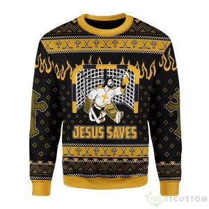 Jesus Saves Hockey Ugly Sweater For Christmas Product Photo 1