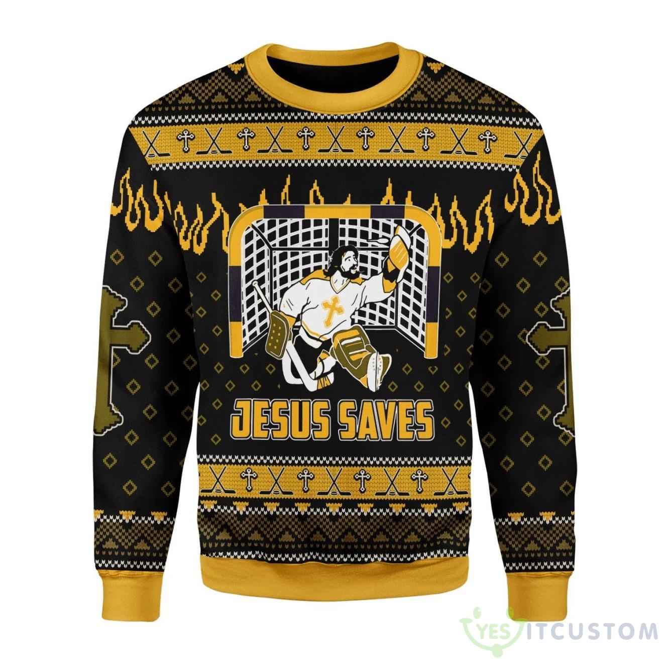 Jesus Saves Hockey Ugly Sweater For Christmas 5 Jesus Saves Hockey Ugly Sweater For Christmas Product Photo 1