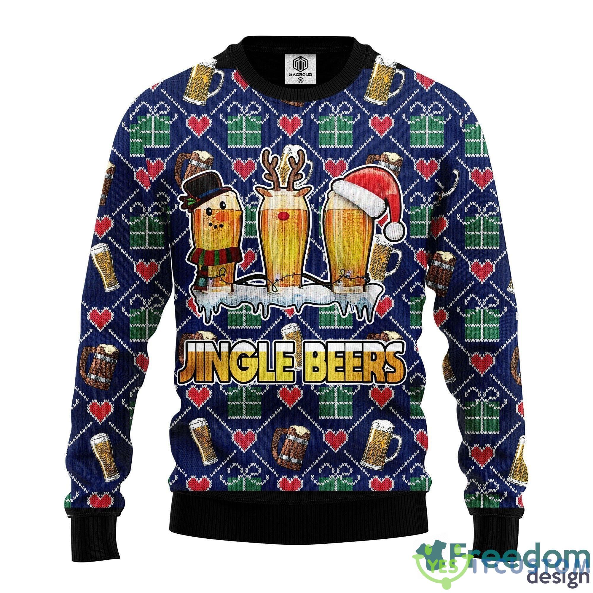 Jingle Beer Thanksgiving Women Mens Ugly Christmas 3D Knitted Sweater - Jingle Beer Ugly Christmas Sweater Amazing Gift Idea Thanksgiving Gift_1
