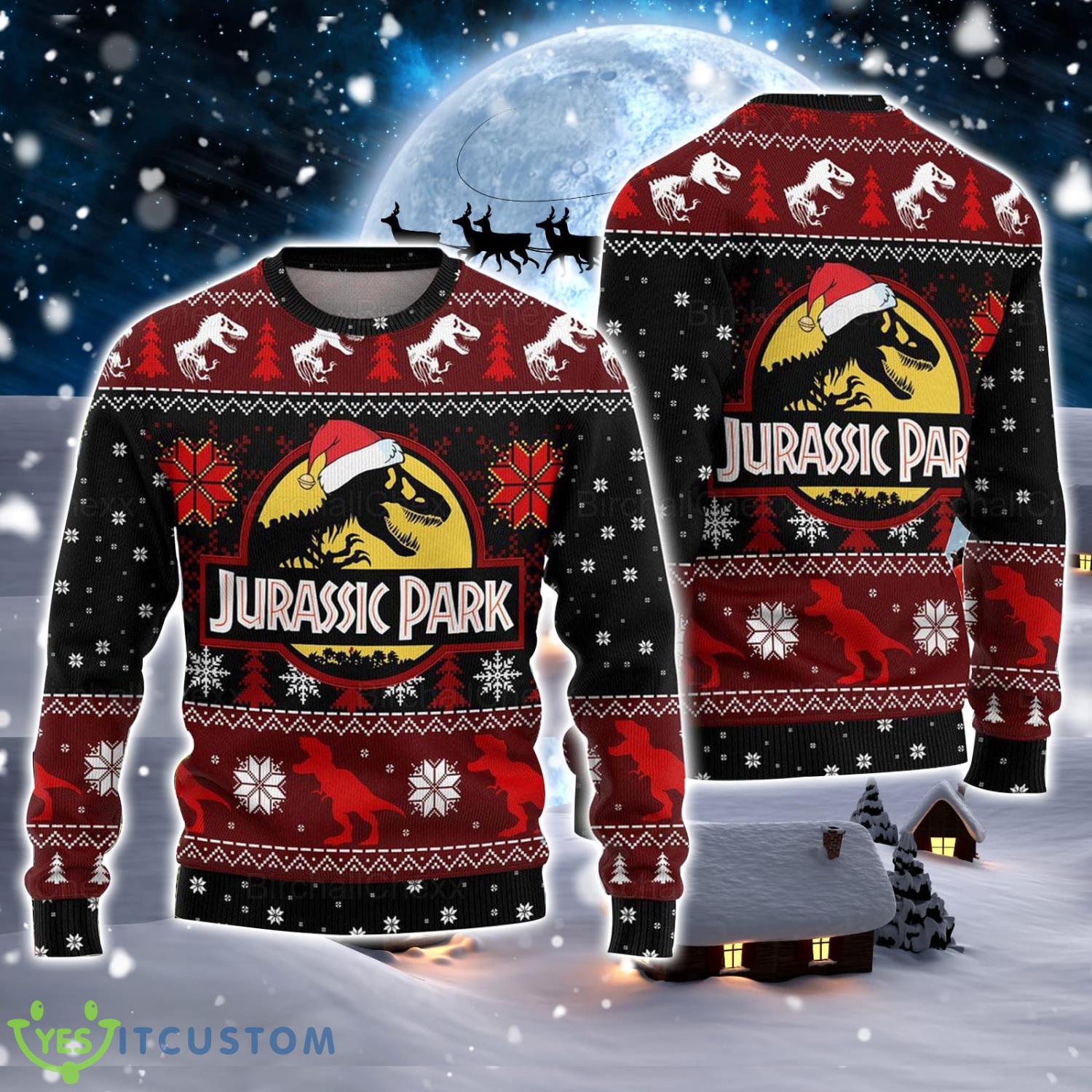 Jurassic Park Funny Ugly Christmas Sweater 1 Jurassic Park Funny Ugly Christmas Sweater Product Photo 1