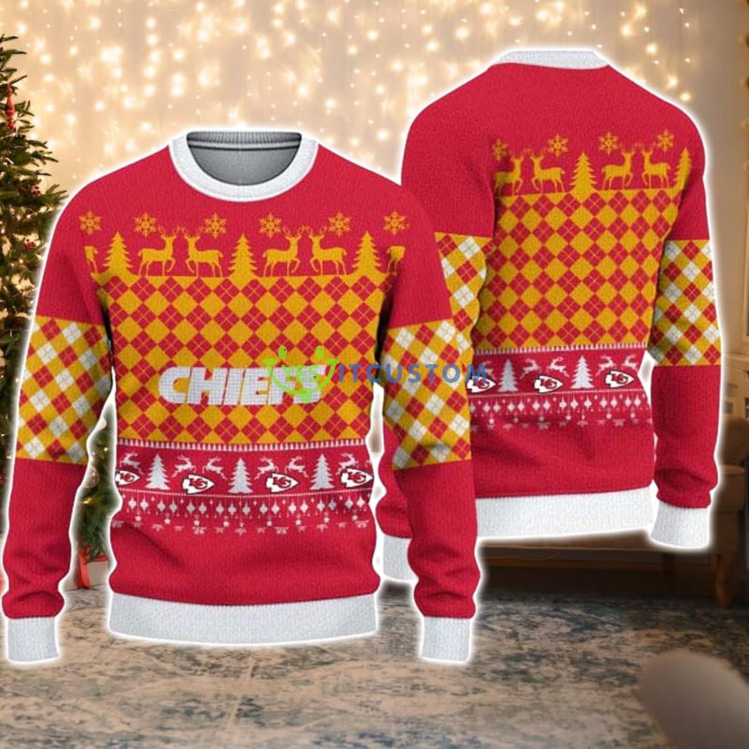 Kansas City Chiefs Check Christmas Gift Ugly Christmas Sweater Product Photo 1