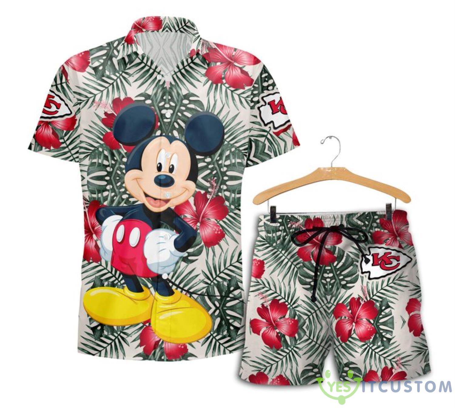 Kansas City Chiefs Mickey Hawaiian Shirt and Shorts Funny Summer Gift 2 Kansas City Chiefs Mickey Hawaiian Shirt and Shorts Funny Summer Gift Product Photo 1