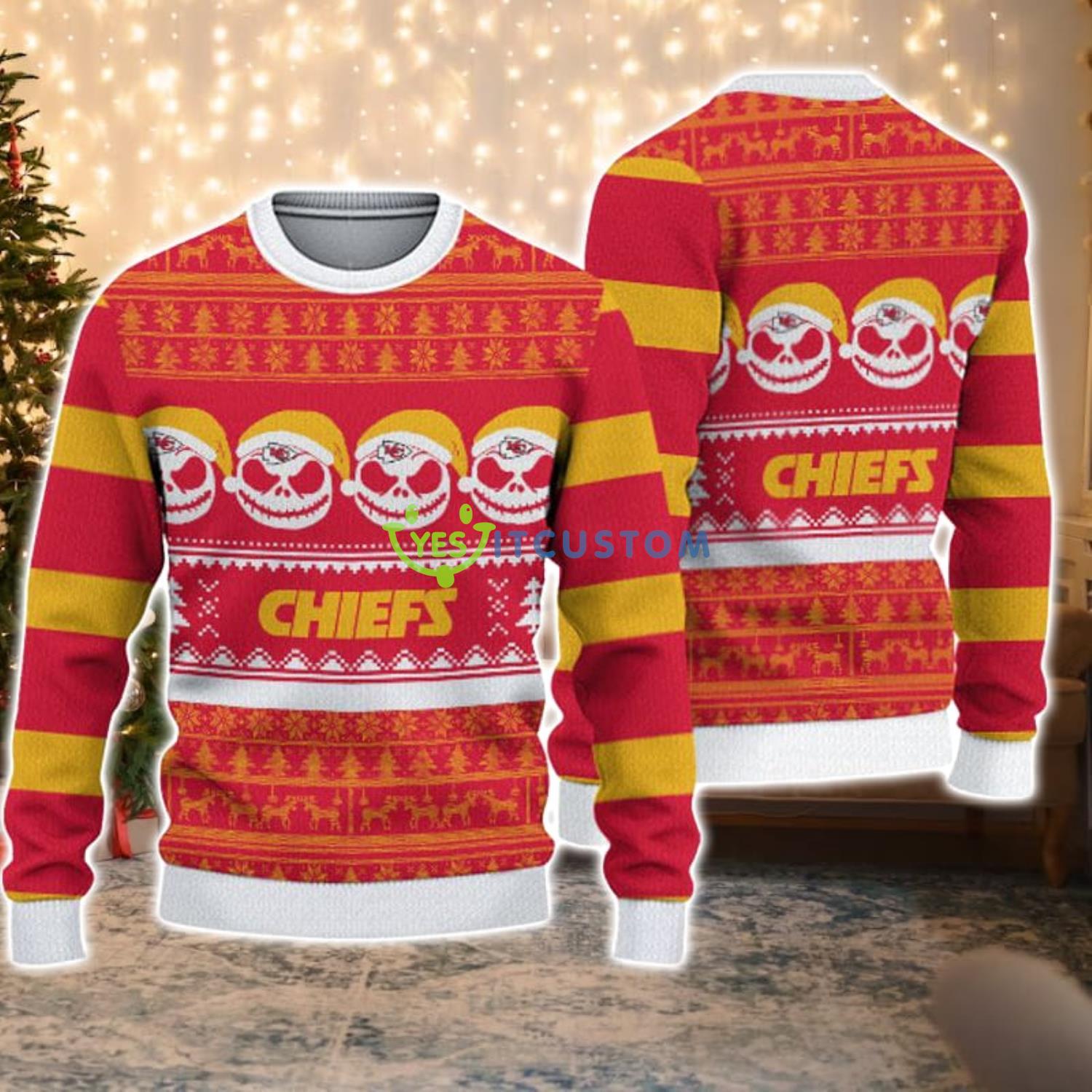 Kansas City Chiefs Pumpkin Christmas Gift Ugly Christmas Sweater Product Photo 1