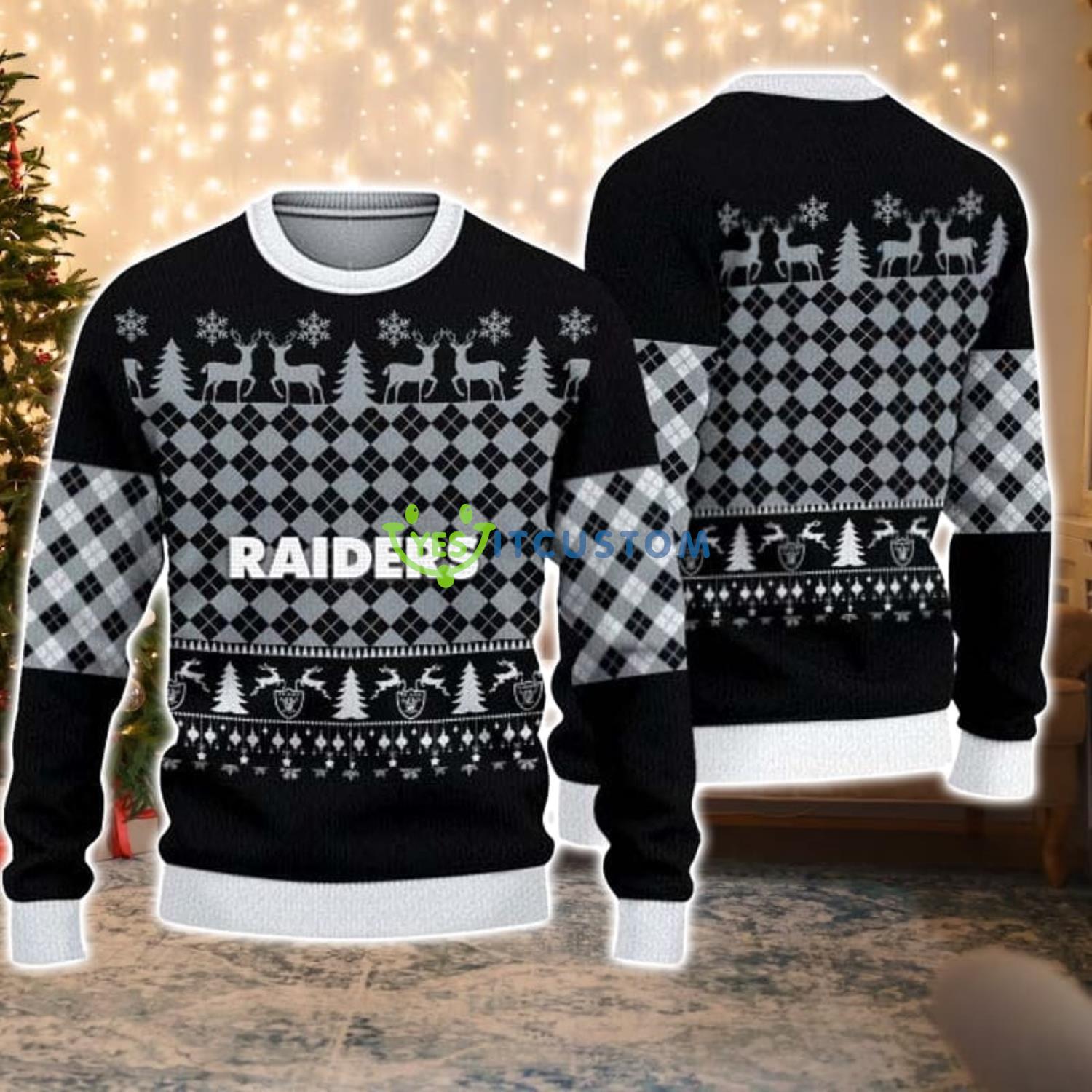 Las Vegas Raiders Check Christmas Gift Ugly Christmas Sweater Product Photo 1