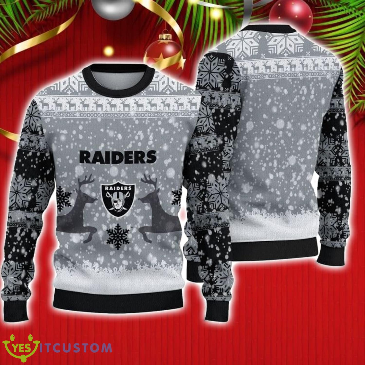 Las Vegas Raiders Christmas Reindeer Winter Pattern Ugly Christmas Sweater Christmas Gift For Family 3 Las Vegas Raiders Christmas Reindeer Winter Pattern Ugly Christmas Sweater Christmas Gift For Family Product Photo 1