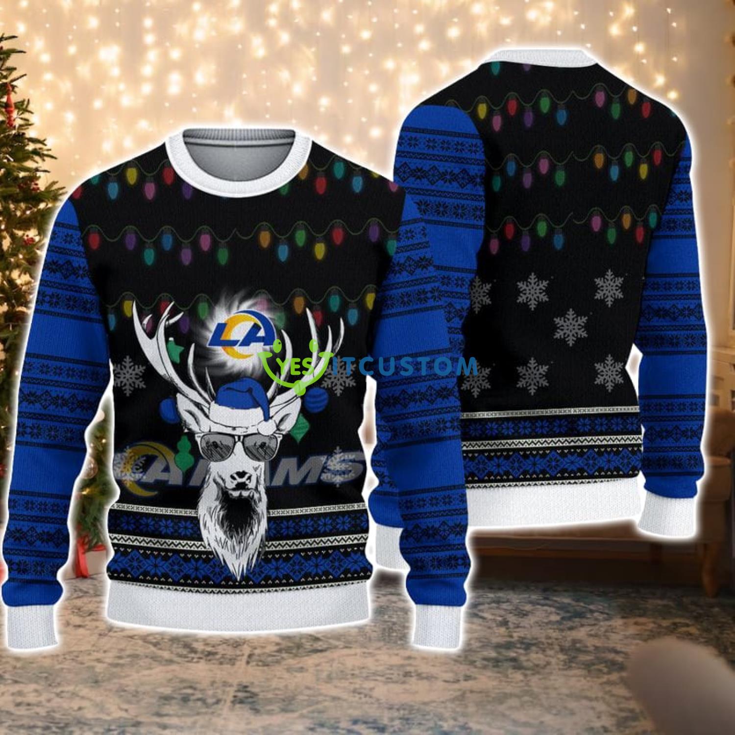 Los Angeles Rams Deer Funny Christmas Gift Ugly Christmas Sweater Product Photo 1