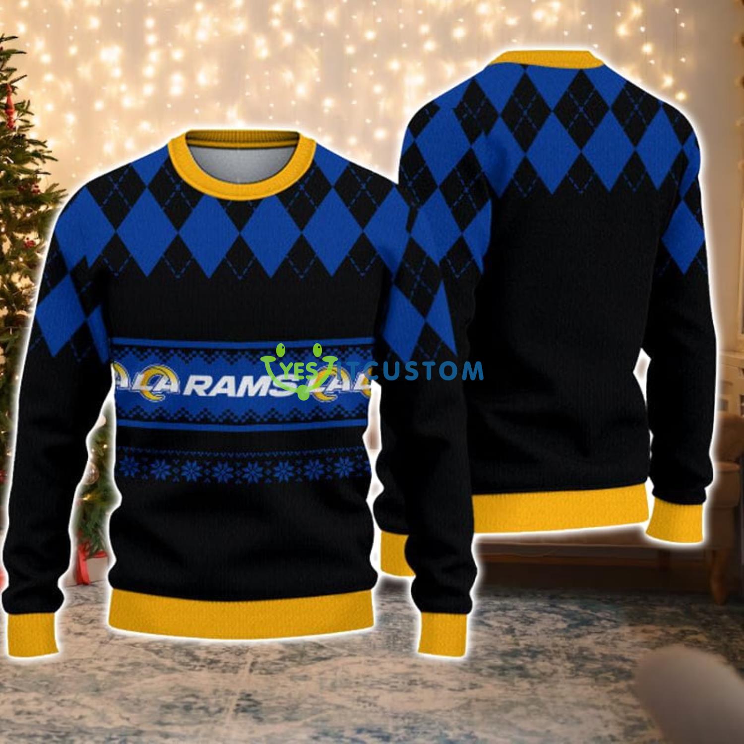 Los Angeles Rams Diamond Pattern Christmas Gift Ugly Christmas Sweater Product Photo 1
