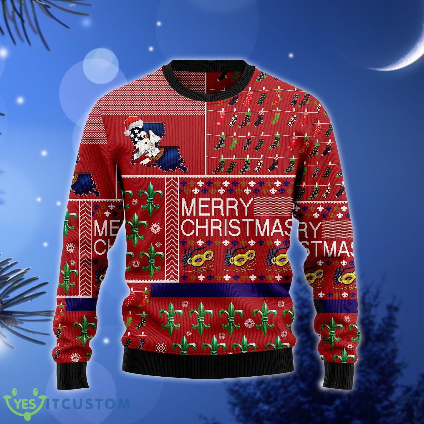 Louisiana Merry Ugly Christmas Sweater Gift Men Women - Louisiana Merry Ugly Christmas Sweater Gift Men Women_1